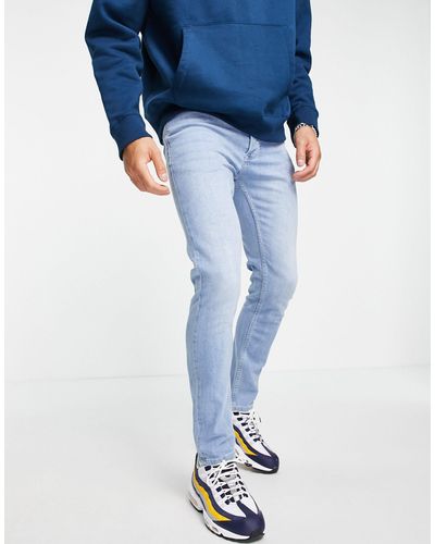 TOPMAN Jeans skinny elasticizzati lavaggio chiaro - Blu