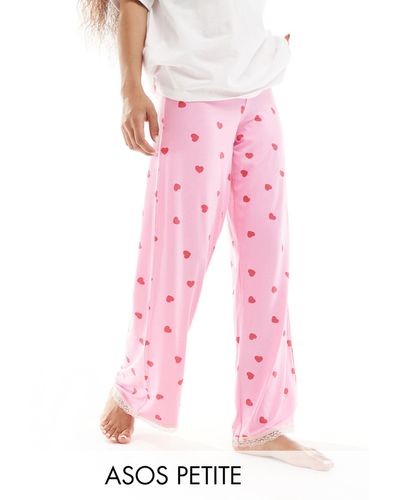 ASOS Petite - mix & match - pantaloni del pigiama a cuori super morbidi - Rosa