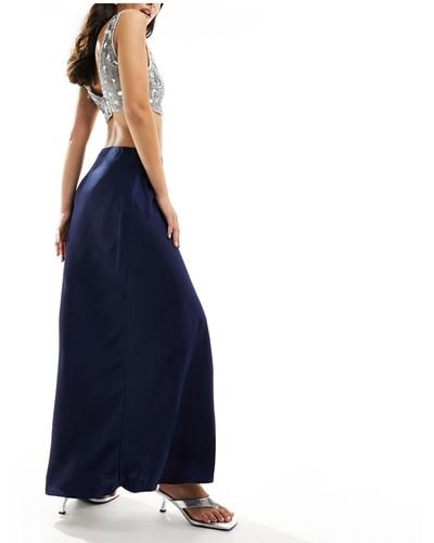 NA-KD Floor Length Satin Maxi Skirt - Blue