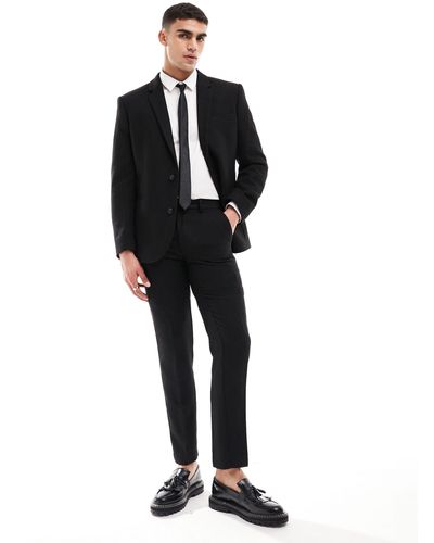 ASOS Slim Fit Wool Mix Suit Trousers - Black
