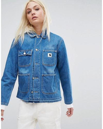 Carhartt Workwear Denim Jacket With Raw Hem - Blue