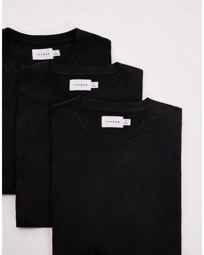 TOPMAN 3 Pack Classic Fit T-shirt - Black