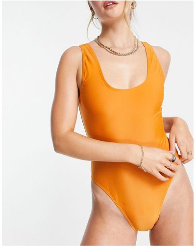 Brave Soul Costume da bagno senape con scollo rotondo sul retro - Arancione