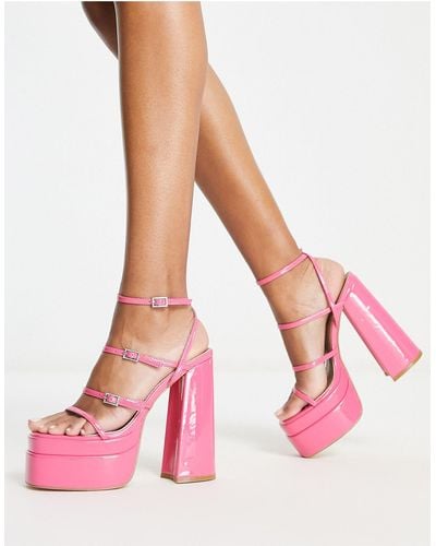 EGO Exclusive Mavery Strappy Platform Heel Sandals - Pink