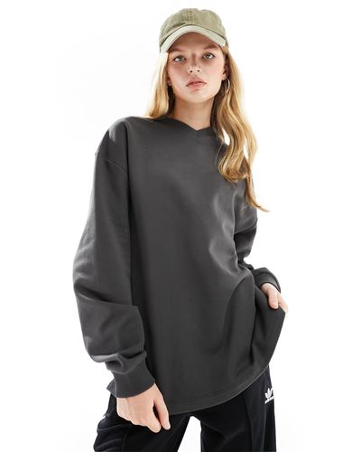 Collusion Oversized V-neck Sweat Shirt - Gray