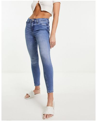 River Island Skinny Jeans Met Halfhoge Taille En Wassing - Blauw