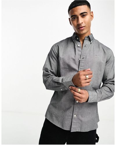 GANT Slim-fit Oxford Overhemd Met Icoonlogo - Grijs