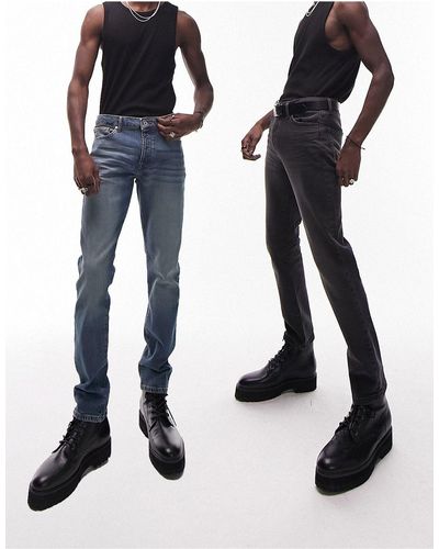 TOPMAN 2 Pack Slim Jeans - Black