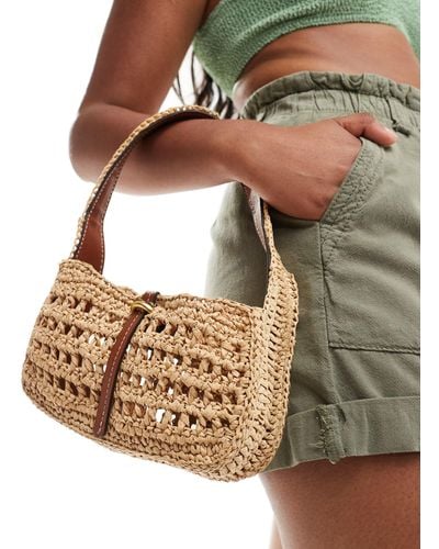 Mango Crochet Shoulder Bag - Brown