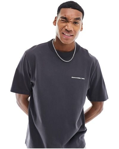 Abercrombie & Fitch Microscale trend - t-shirt color antracite con logo - Blu