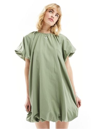 ASOS Puffball Smock Mini Dress - Green