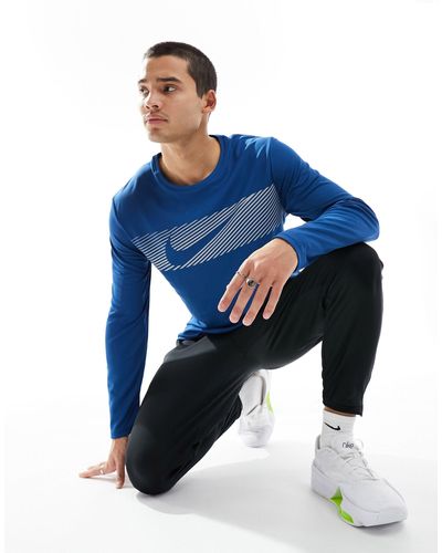 Nike Flash Dri-fit Miler Reflective Long Sleeve Top - Blue