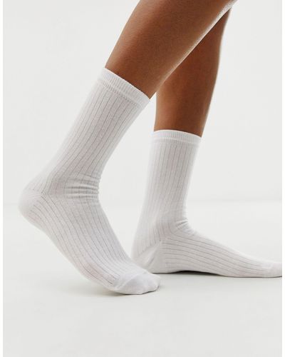 ASOS Calf Length Rib Socks - White