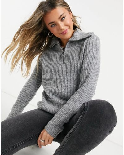 Object Zip Detail Sweater - Gray