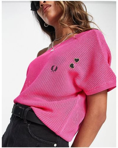 Fred Perry X Amy Winehouse One Shoulder Knitted Top - Pink