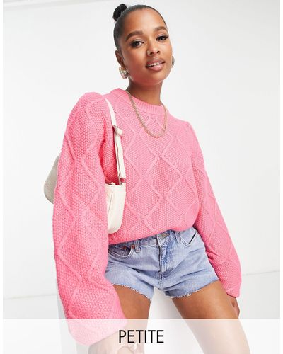 Missguided Gebreide Trui Met Diamantvormige Kabels - Roze