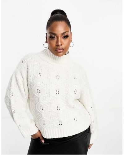 ASOS Asos Design Curve Cable Jumper With High Neck - White