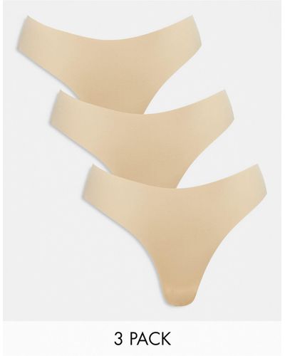 Pieces Confezione da 3 perizomi beige senza cuciture - Bianco