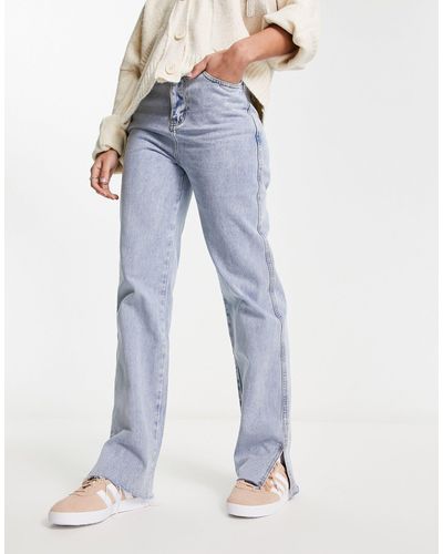 In The Style Jeans Met Rechte Pijpen En Splitjes - Blauw