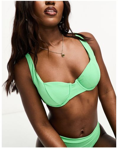 Roxy Color Jam - Geribbeld Bikinitopje Met Beugels - Groen