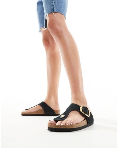 Birkenstock – gizeh – sandalen aus em nubukleder mit großer schnalle - Weiß
