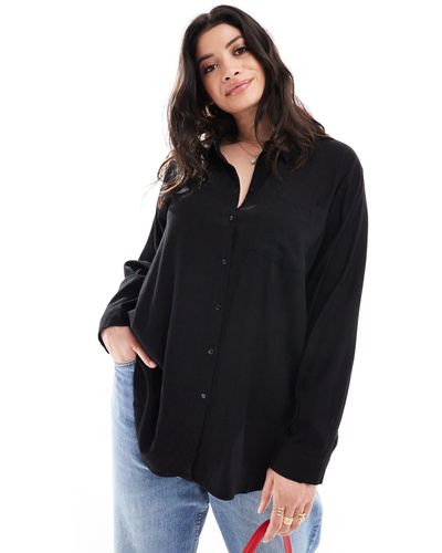 Vero Moda Linen Blend Long Sleeved Shirt - Black