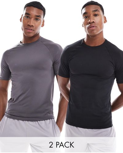 ASOS 4505 Icon Muscle Fit Training T-shirt With Quick Dry 2 Pack - Blue