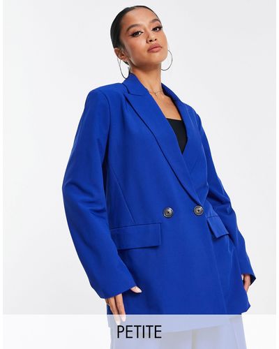 Vero Moda Tailored Double Breasted Suit Blazer - Blue