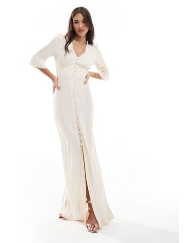 Maids To Measure Bridesmaid Button Front Maxi Dress - White