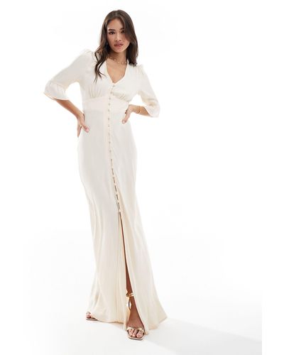 Maids To Measure Bridesmaid Button Font Maxi Dress - White