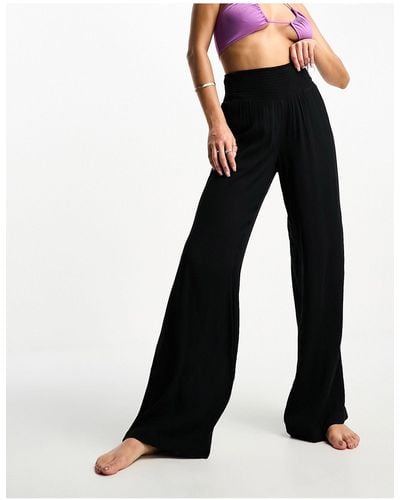 Vero Moda Shirred Waist Beach Pants - Black