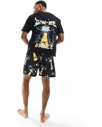 ASOS Pyjama Set With Give Me Space Slogan - Black