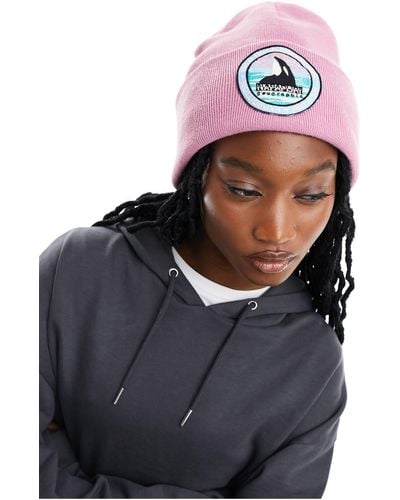 Napapijri Mountain Patch Logo Rib Knit Beanie - Pink
