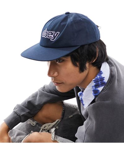 Obey Select - casquette à bride arrière avec 6 empiècements - Bleu