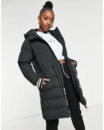 The Couture Club Contrast Signature Longline Padded Jacket - Black