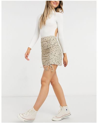 Pull&Bear Dot Print Mini Skirt - Natural