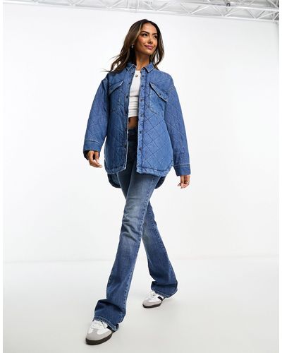 Lee Jeans – gesteppte hemdjacke aus schwerem denim - Blau