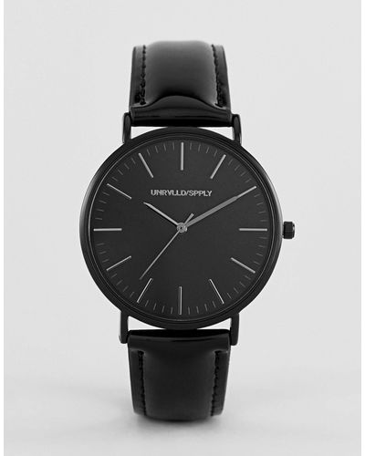 ASOS Classic Watch With Faux Leather Strap - Black