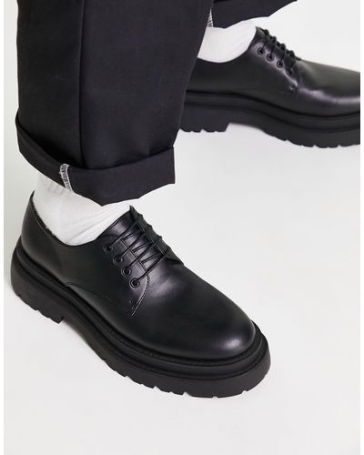 ASOS Chaussures derby à semelle chunky en similicuir - noir