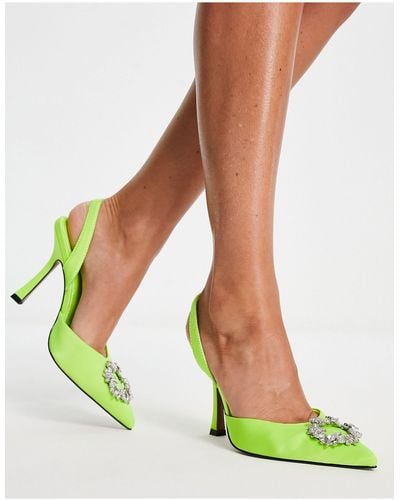 ASOS Poppy - chaussures ornementées à talon haut et bride arrière - citron - Vert