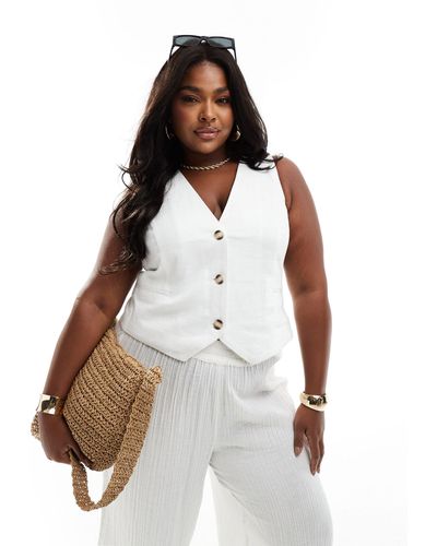 ASOS Asos design curve - veston en lin mélangé - Blanc