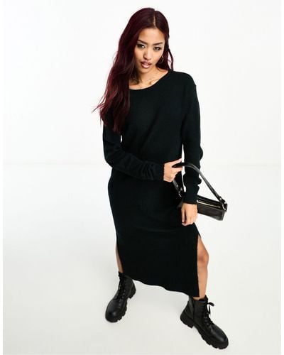 Vero Moda Knitted Sweater Midi Dress - Black