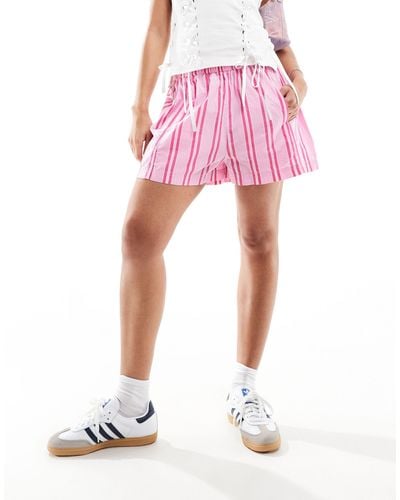 Free People Striped Pull-on Shorts - Pink