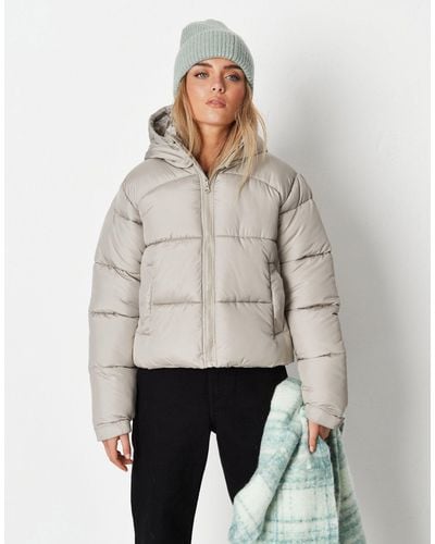 Missguided Stepped Hem Puffer Jacket - Grey