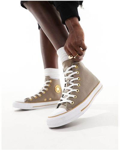Converse Chuck Taylor All Star Hi Twill Trainers With Details - Metallic