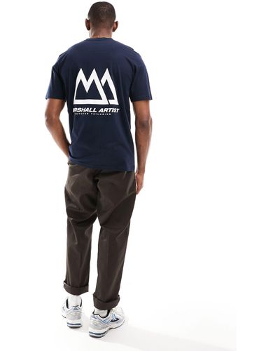 Marshall Artist T-shirt avec imprimé montagne au dos - marine - Bleu