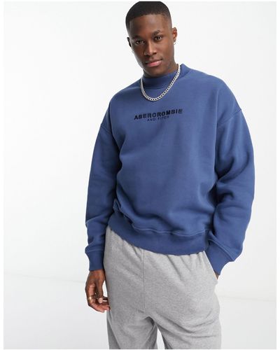 Abercrombie & Fitch Sweatshirt Met Klein Logo - Blauw