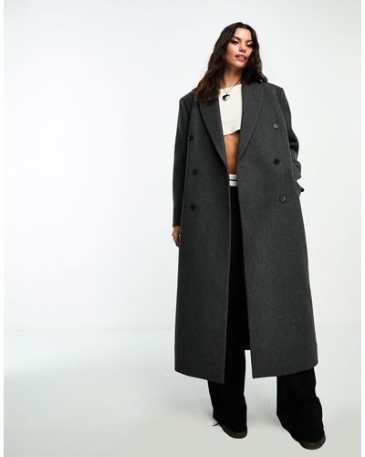 Weekday Alex Wool Blend Oversized Double Breasted Coat - Black