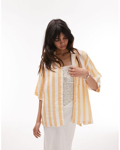 TOPSHOP Co-ord Linen Stripe Shirt - Natural