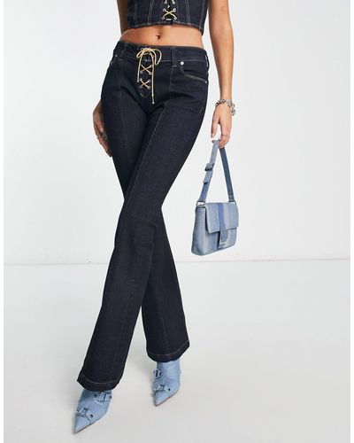 Weekday Casey Low Rise Flared Lace Up Jeans - Blue